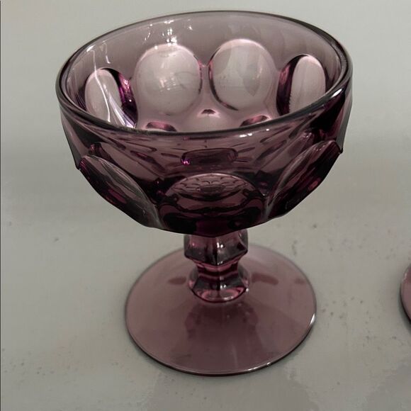 Vintage Imperial Glass Provincial Thumbprint Amethyst glasses Set of 2. 4 in H - Picture 2 of 5